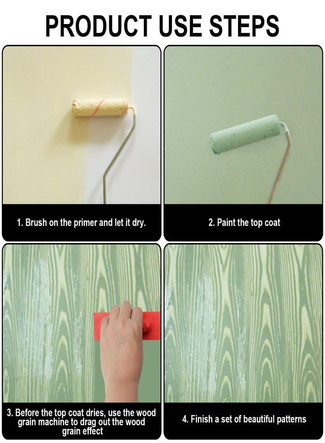 lenpestia 4 Pieces Wood Graining Tool Wood Grain Paint Tool Wood Grain Tool Kit Decorative Wood Grain Tools Wood Graining Tool Set Simulated Wood Grain Brushes for Wall Room Decoration - Image 4