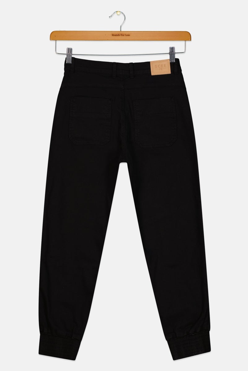 TWINSET Scee by Twinset Women Regular Fit Plain Jogger Pants, Black - Image 4