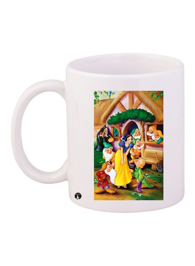 RYN Cartoon Printed Coffee Mug White/Brown/Green 11ounce