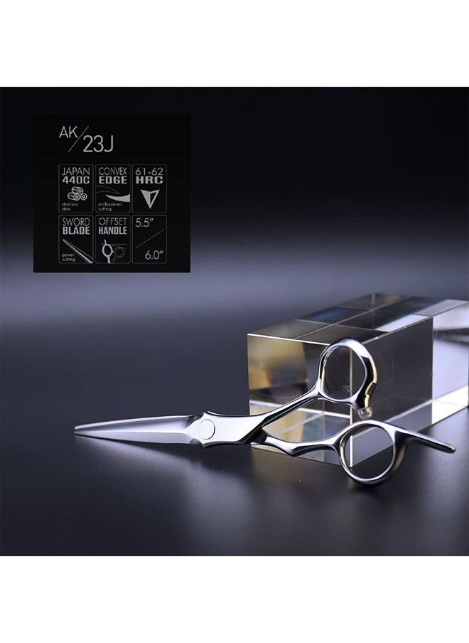 Nelannxi - AOLANDUO 6 Inch Sword Blade Hair Scissors/Barber Scissors-High End Japanese AICHI Steel Handmade Hair Cutting Shears with Offset Handle for Salon Stylists Beauticians & Hairdresser - Image 1