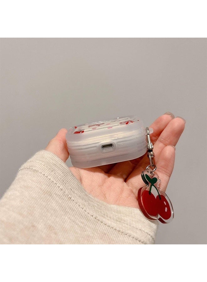 غطاء سماعات الأذن لـ AirPods 4، غطاء شفاف جميل بعقدة وزهرة الكرز، غلاف سيليكون ناعم، غطاء حماية AirPods 4 مضاد للصدمات لسماعات الأذن مع سلسلة مفاتيح كرز - Image 5