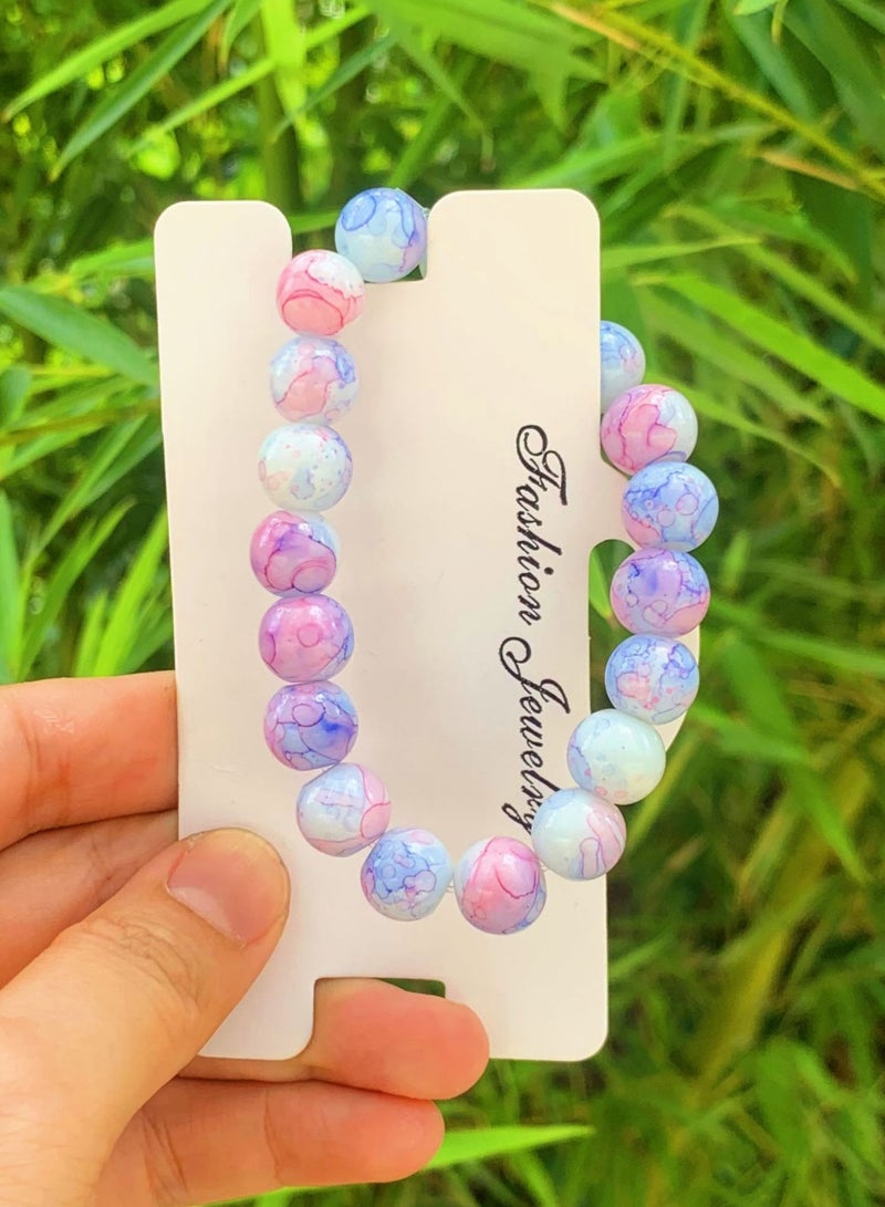 خرز سيراميك تقليدي من السيراميك الفاخر سلاسل خرز تقليدية 10 ملم هدية مثالية للفتيات عاشق الوردي الأرجواني - Image 1