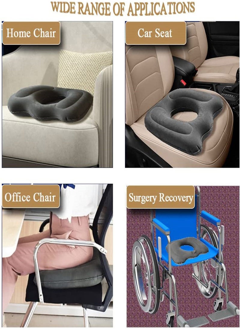 SYOSI - Inflatable Donut Cushion Seat for Office Chair, Portable Sciatica Pillow for Sitting Tailbone Pain Car Seat Cushions, for Hemorrhoids Pressure Sores Wheel Chair, Prolonged Sitting Daily Use - Image 1