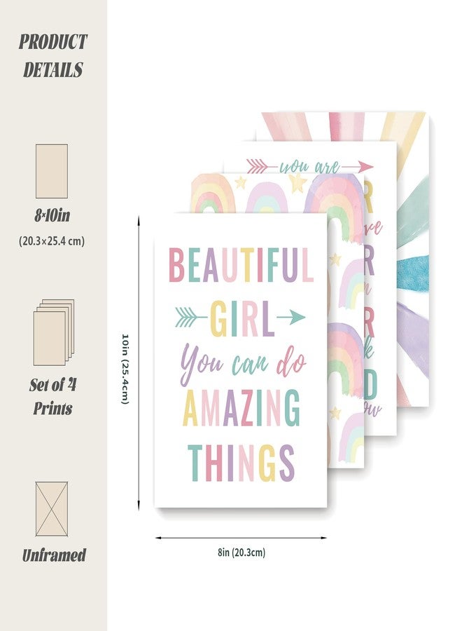 LARTSFRO Boho Pastel Rainbow Sunshine Inspirational Nursery Wall Art Prints Set of 4, Baby Girl Room Decor, Positive Affirmations Artwork Posters Wall Decor for Girls Nursery Room, 8x10 Unframed - Image 2