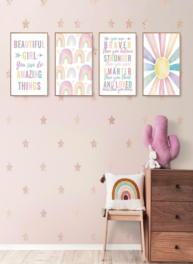 LARTSFRO Boho Pastel Rainbow Sunshine Inspirational Nursery Wall Art Prints Set of 4, Baby Girl Room Decor, Positive Affirmations Artwork Posters Wall Decor for Girls Nursery Room, 8x10 Unframed - Image 3