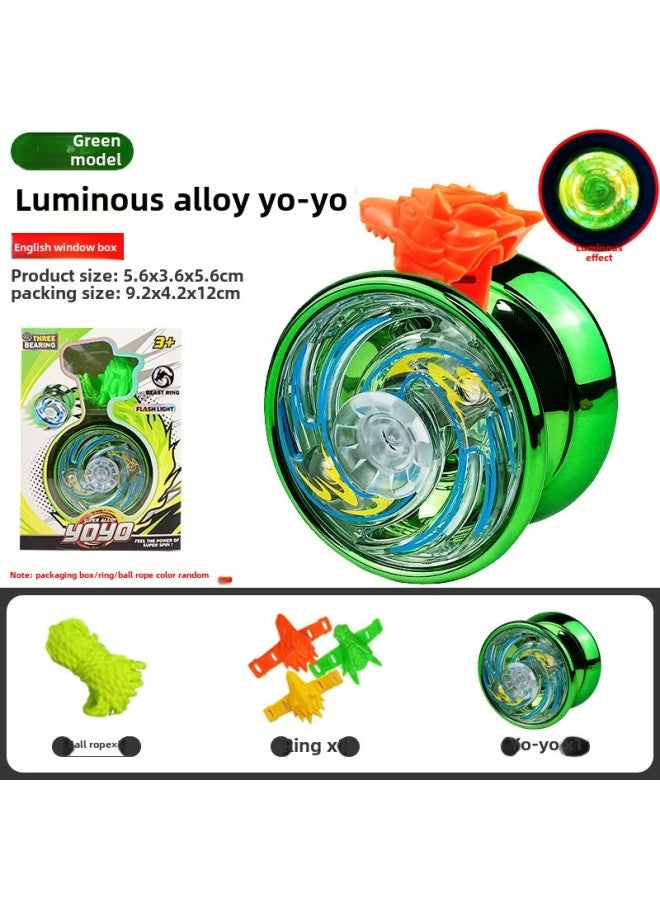 Yo-Yo Children's Entry Live Sleep Automatic Cycler Upgrade Alloy Yoyo Ball-Color: Green + Luminous Upgraded Alloy Version Yo-yo (light + Ring + Colorful Rope)) - Image 1