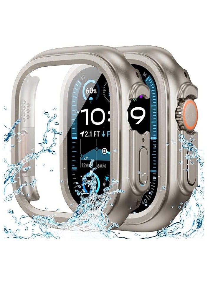 Compatible with Apple Watch Series 10 (2024) 46mm Hard Case with Tempered Glass Screen Protector, [Looks Like iWatch Ultra] Unique Design Hard PC Waterproof Case Cover, Bumper Full Coverage Accessories for iWatch 10 46mm, Titanium - Image 1