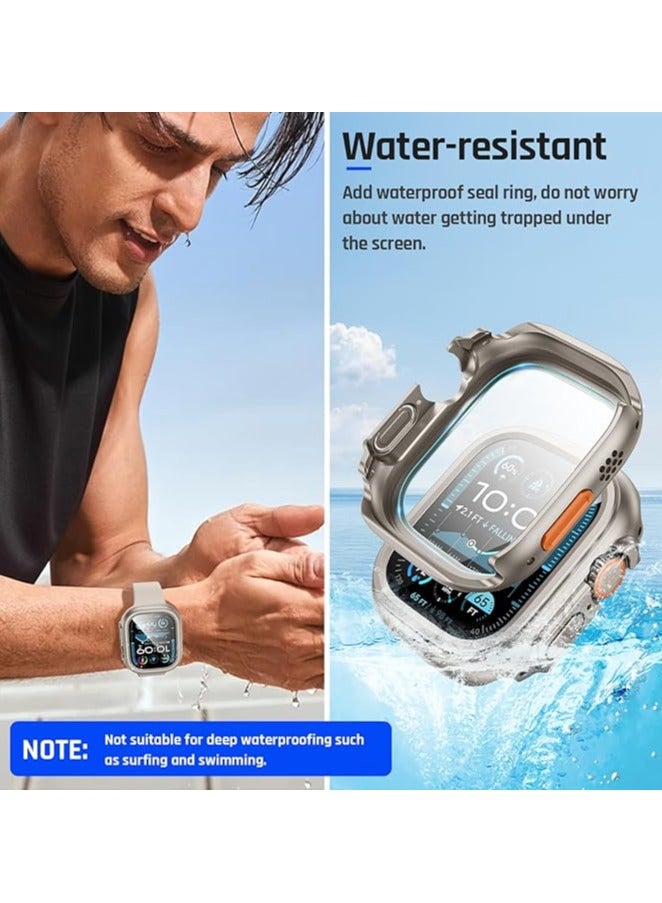 Compatible with Apple Watch Series 10 (2024) 46mm Hard Case with Tempered Glass Screen Protector, [Looks Like iWatch Ultra] Unique Design Hard PC Waterproof Case Cover, Bumper Full Coverage Accessories for iWatch 10 46mm, Titanium - Image 2