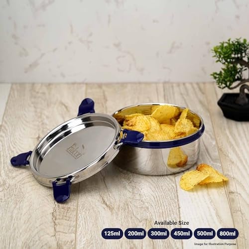PDDFALCON EcoNxt Stainless Steel Lunch Box Set,With Airtight Lids,Easy to Clean,100% Leakproof With BIS Certified, Jindal Seal & Made In India Perfect for Office, School- Blue (600ml) - Image 4