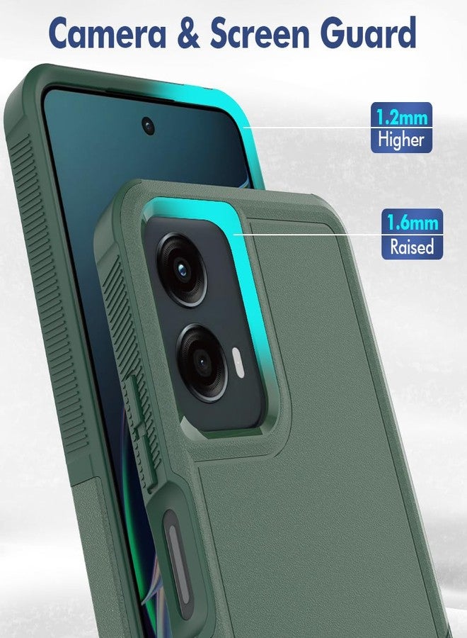 جراب لهاتف Moto G 5G 2024، [تم اختباره وفقًا لمعايير عسكرية لمقاومة السقوط] مع واقي شاشة، غطاء حماية مزدوج الطبقات شديد التحمل للهاتف المحمول، جراب مانع للانزلاق ومقاوم للصدمات لهاتف Motorola Moto G 5G 2024 (أخضر داكن) - Image 4