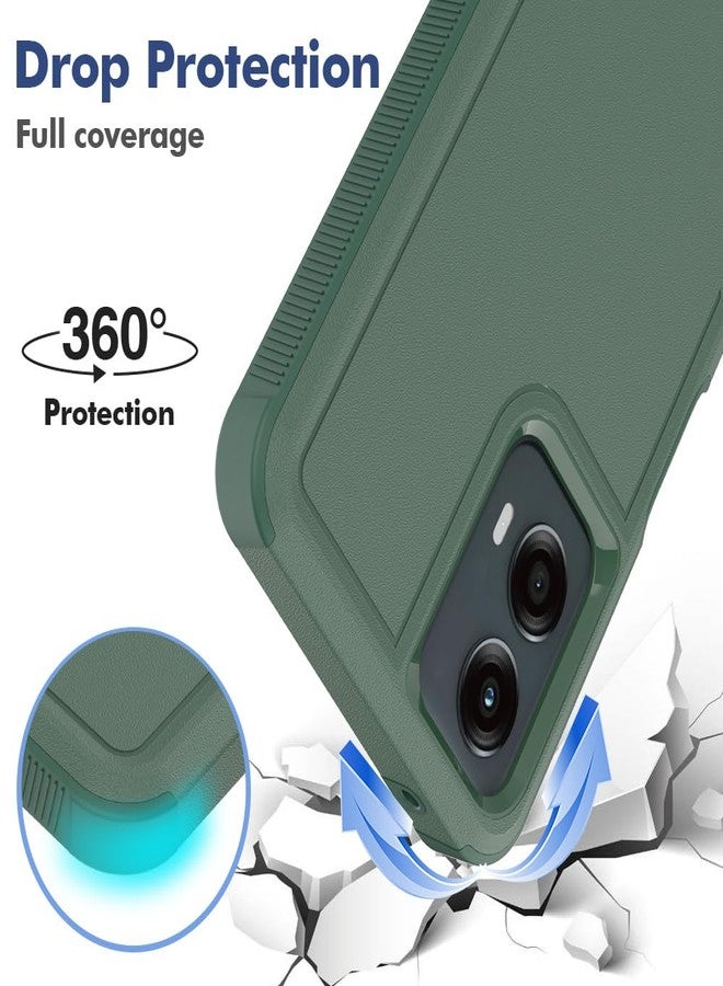 جراب لهاتف Moto G 5G 2024، [تم اختباره وفقًا لمعايير عسكرية لمقاومة السقوط] مع واقي شاشة، غطاء حماية مزدوج الطبقات شديد التحمل للهاتف المحمول، جراب مانع للانزلاق ومقاوم للصدمات لهاتف Motorola Moto G 5G 2024 (أخضر داكن) - Image 3