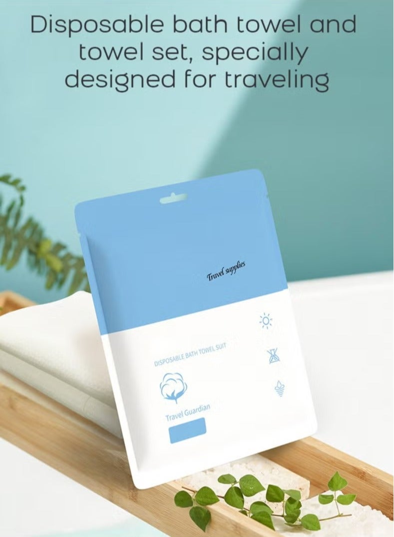 4-Piece Individually Wrapped Disposable Bath Towel and Washcloth Set Travel essentials, includes 4 washcloths and 4 bath towels. - Image 4