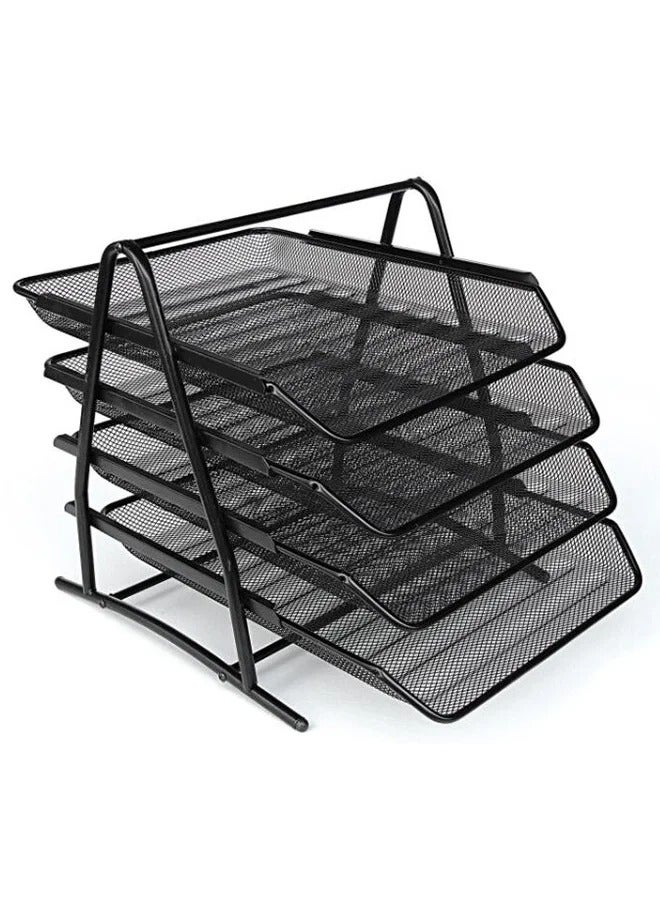 وحدة أدراج للمستندات رباعية الرفوف أسود - Image 1