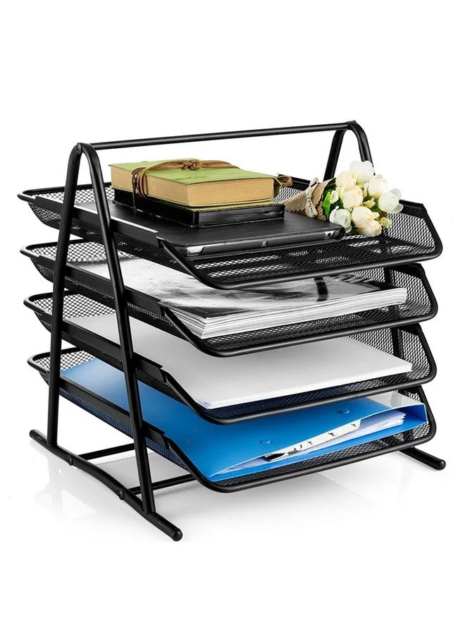 وحدة أدراج للمستندات رباعية الرفوف أسود - Image 2