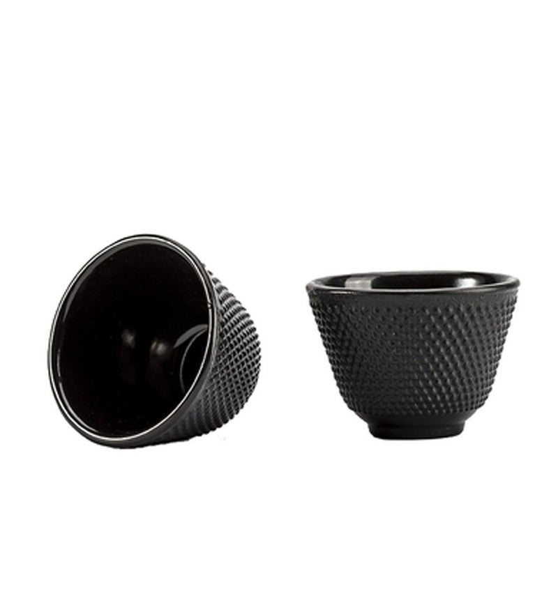 Rluii Rluii Japanese Cast Iron Tea Cup TeacupBlack Hobnail 2pcs 