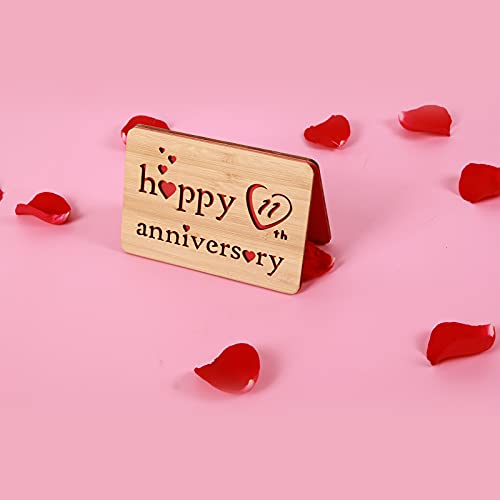 Della Stella Wooden 11th Anniversary Card,Handmade 11 Years Wedding Anniversary Greeting Cards,5th Steel anniversary card for Her,Him,Husband,Wife - Image 4