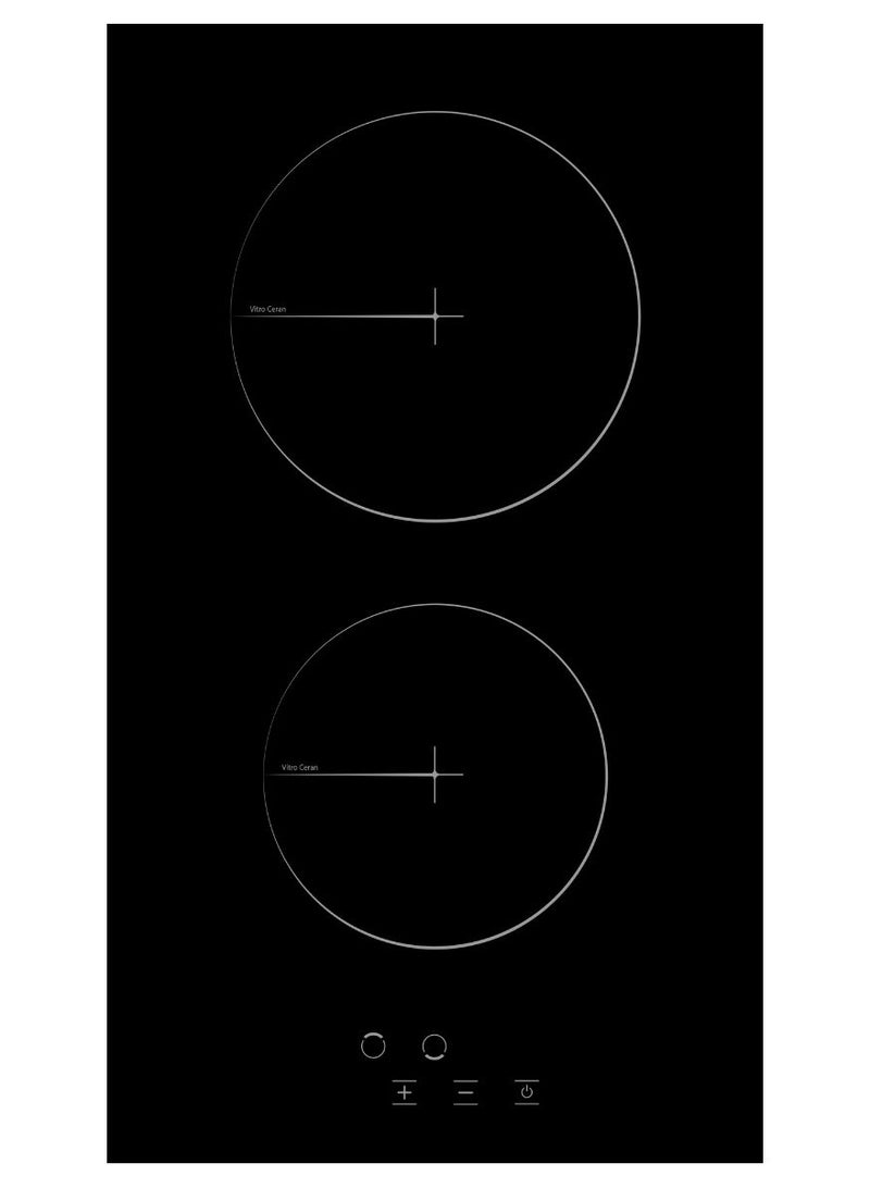 Vitro Ceramic Hob 30 cm | 2 Zone Electric Cooktop | Black Glass Ceran Surface | Touch Control Panel | LED Display | Child Lock Safety | Hot Surface Indicator | Easy Clean High Resistance Glass | SMF3020BHVC