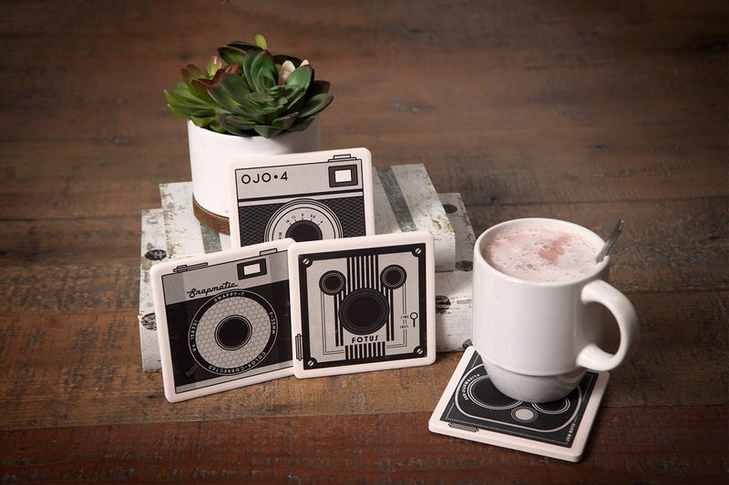 CoasterStone Absorbent Coasters  ""Vintage Cameras"" (Set of 4)  4-1/4""  Multicolor - Image 4