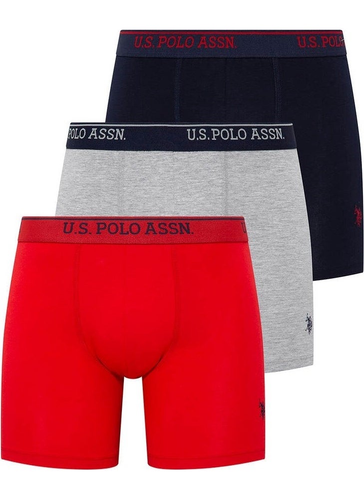 U.S. Polo Assn. - Men's 3-Pack Boxer Set Red-Gray Melange-Navy Blue - Image 1
