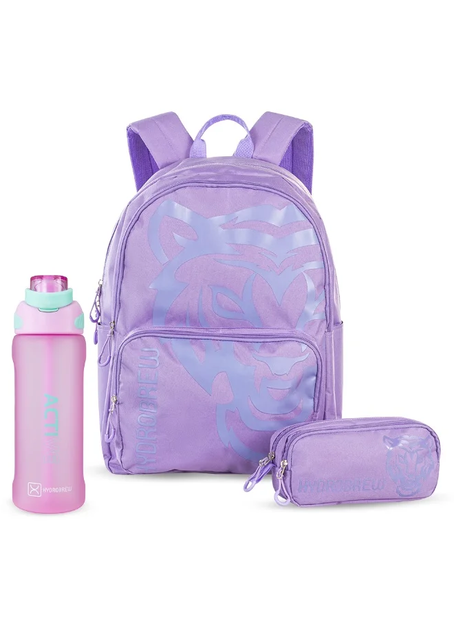 Hydrobrew Hydrobrew 18" Backpack w/ Sip Switch Tritan Water Bottle 1000ml | Laptop Backpack w/ Bottle – Purple