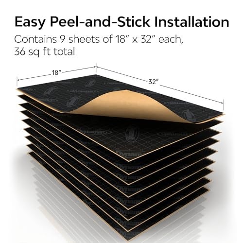 Dynamat Xtreme Sound Deadening Car Insulation Bulk Pack 10455 – Noise Dampening for Floor, Doors, Panels, Hood or Trunk – Easy Self Adhesive Install – Made in USA – 9 Sheets 18”x32”, 36 sq ft total - Image 5