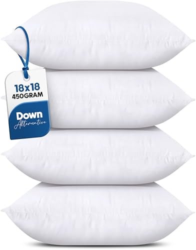 Utopia Bedding Throw Pillows (Set of 4, White), 18 x 18 Inches Pillows for Sofa, Bed and Couch Decorative Stuffer Pillow - Image 1