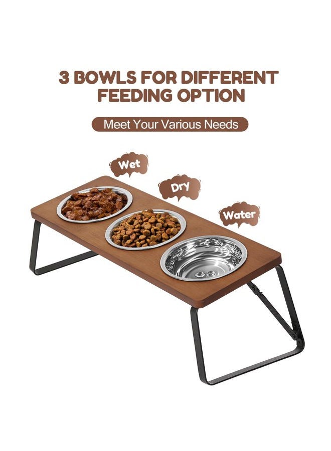 ShineMe Elevated Cat Bowls, 10° Tilted Stand Anti Vomiting Raise Cat Bowl for Food and Water, 3 Stainless Steel Bowls for Indoor Cats, Kitten and Puppy - Image 4