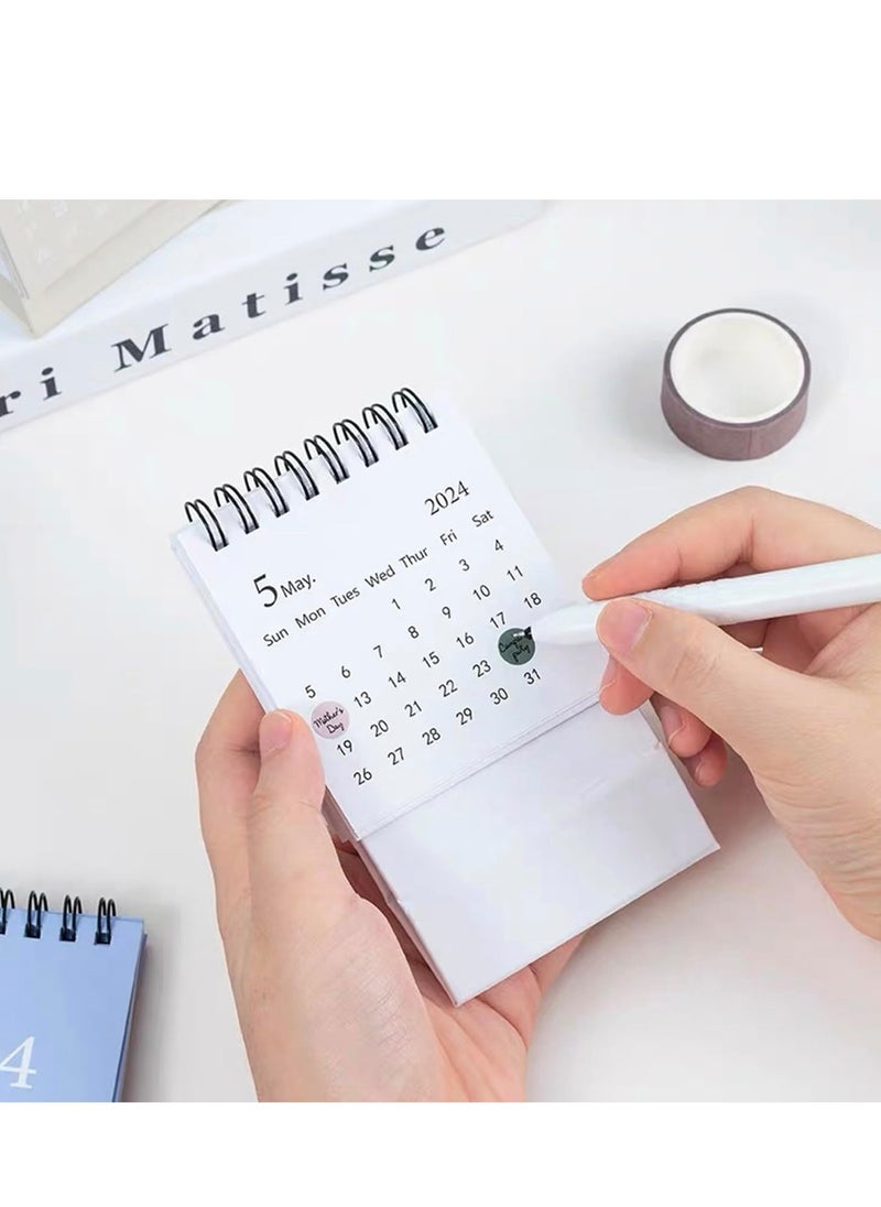 General Mini Desk Calendar 2025, Small Desktop Calendar Mini Daily Schedule Thick Paper Twin-Wire Binding with Stickers for Home Office School (Mini green)  - Image 4