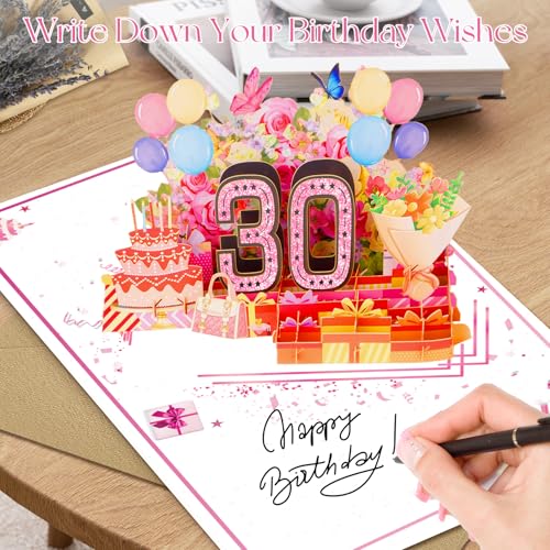 OLOSONG 30th Birthday Card for Women,Jumbo Pop Up 30th Birthday Cards for Her Friend,Back In 1996 Happy 30 Year Old Birthday Decorations for Wife Daughter Funny Birthday Gifts,Rose Gold - Image 5