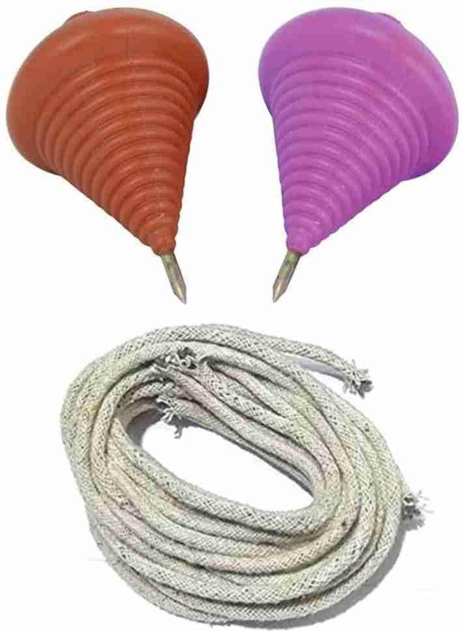 YOOKO® Traditional Plastic Lattoo (Spinning Top) with Cotton Rope | Classic Indian Toy for Kids & Adults | Strong Metal Tip | Multicolor (Pack of 2) - Image 1