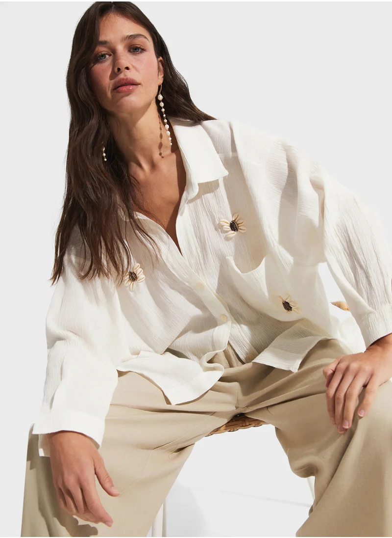 جون Embroidered Button Down Shirt