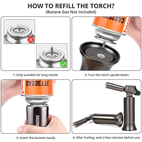 Sondiko Butane Torch, Premium Metal Big Flame Torch Refillable Blow Torch Lighter with Adjustable&Wind Resistance Flame for Cooking, BBQ, Welding DIY&Soldering(Butane Gas not Included) - Image 5