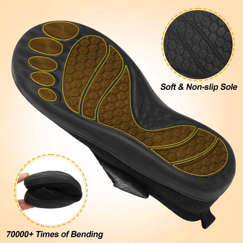 LeIsfIt Womens Slippers Wide Diabetic Shoes Adjustable Arthritis Edema House Shoes Indoor Outdoor Slippers Black Size 10 - Image 5