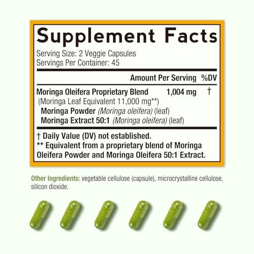 Doctor's Recipes Doctors Recipes Moringa 11000 mg Strength Complete Green Superfood Natural Antioxidant Support NonGMO 90 Vegan Caps No Caffeine Soy Gluten - Image 5