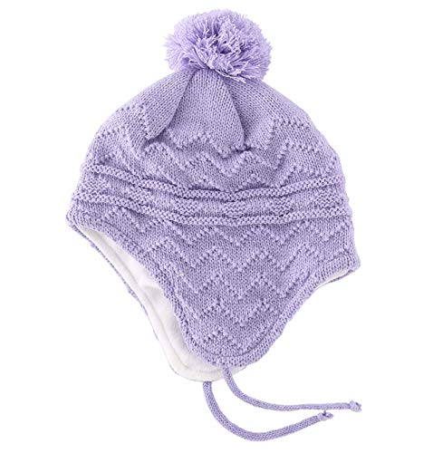 Connectyle Infant Baby Knit Beanie Hat Fleece Lined Beanies Winter Hat with Earflap Knit Kids Hat Watch Hat S Blue+Purple - Image 2