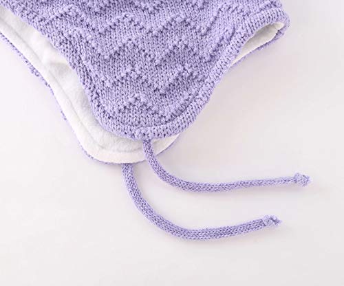 Connectyle Infant Baby Knit Beanie Hat Fleece Lined Beanies Winter Hat with Earflap Knit Kids Hat Watch Hat S Blue+Purple - Image 5
