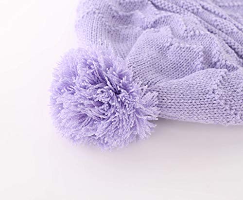 Connectyle Infant Baby Knit Beanie Hat Fleece Lined Beanies Winter Hat with Earflap Knit Kids Hat Watch Hat S Blue+Purple - Image 4