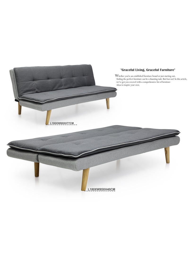 Multi Home Furniture - Modern Design MH-111SB-DARK GREY SOFA CUM OR 3 SeaterBED  Sofa Soft PU velvet 3-Seater Sofa,Made of Finest Fabric with extra cushion layer inside Dark grey/light grey combination sofa bed - Image 1