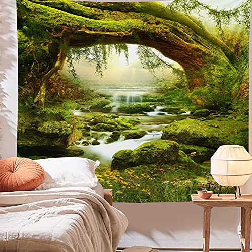 Llamazing Forest Landscape Home Decor - Living Room & Bedroom Magic Tapestry Curtain XGXL (Sunlight&Creek, 78''L60''W) - Image 4