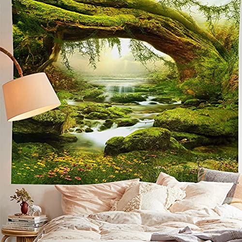 Llamazing Forest Landscape Home Decor - Living Room & Bedroom Magic Tapestry Curtain XGXL (Sunlight&Creek, 78''L60''W) - Image 5