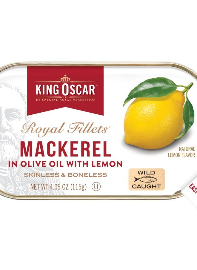 KING OSCAR Royal Fillets Mackerel in Olive Oil with Lemon 4.05 oz (115 g) 