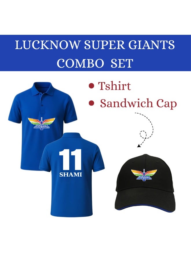 Lucknow Cricket Men's Dry-Fit Polo Neck T-Shirt|Tshirt With Cap|Soft&Breathable Sportswear For Cricket Lovers|Wear It For Games - Image 2