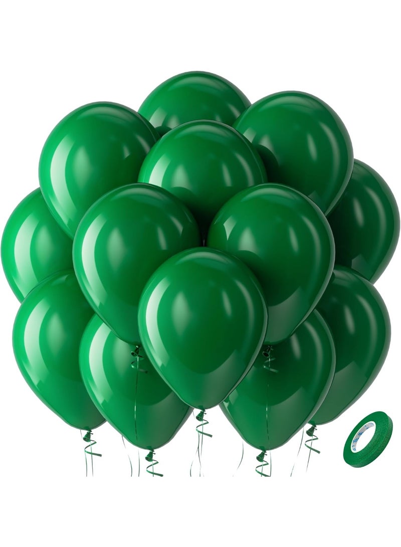 Green Balloons Latex Party Balloons - 100 Pack 12 inch Round Helium Balloons for Dark Green Themed Wedding, Graduation, Anniversary, Birthday Party, Backdrop Decorations - Image 1