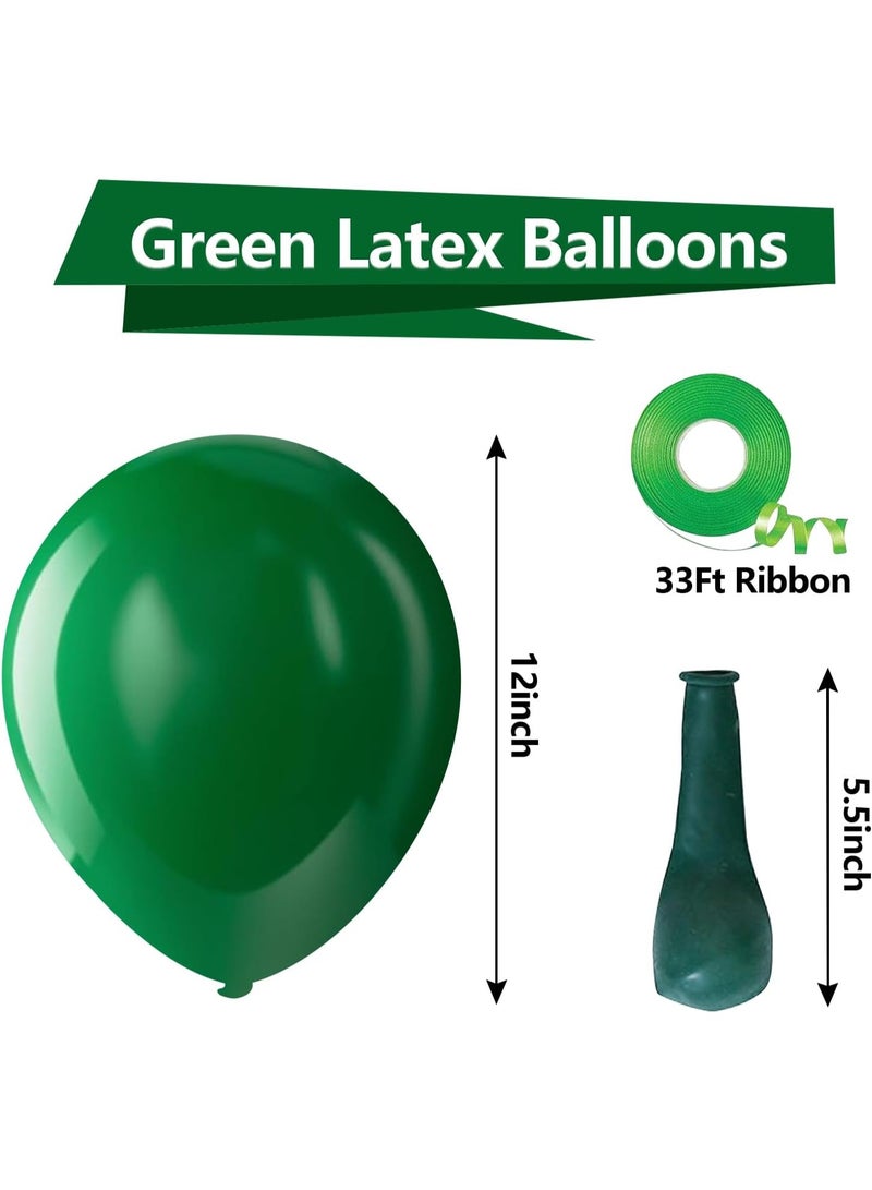 Green Balloons Latex Party Balloons - 100 Pack 12 inch Round Helium Balloons for Dark Green Themed Wedding, Graduation, Anniversary, Birthday Party, Backdrop Decorations - Image 3