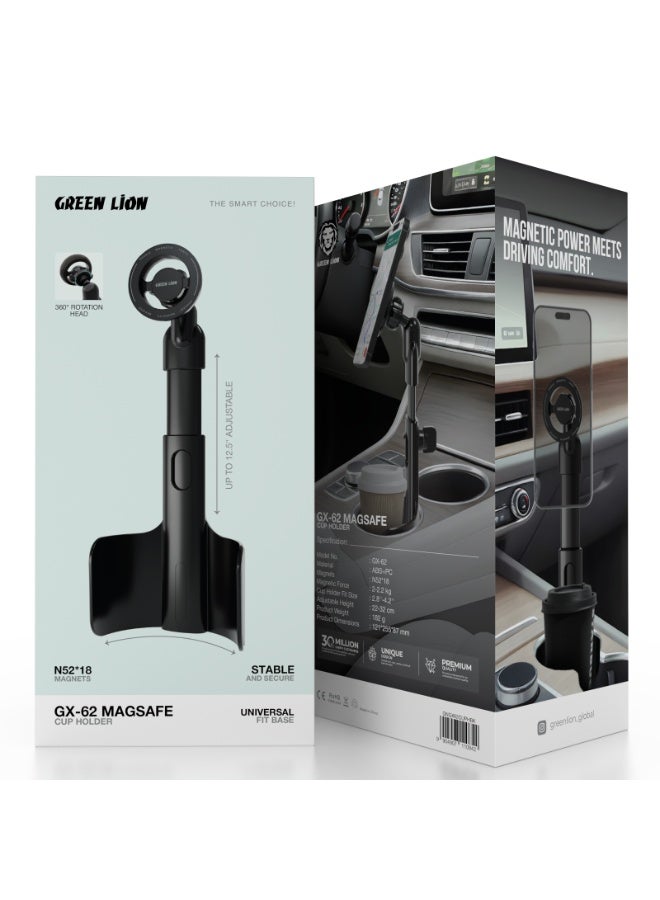 GREEN LION GX-62 Compatible with MagSafe Cup Phone Holder with 360° Rotation Head Adjustable Hight / Expandable Base Wings / Non-Slip Grip Pads / Hands-Free Convenience / Sturdy Telescopic Arm / Space-Saving Design - Black - Image 3