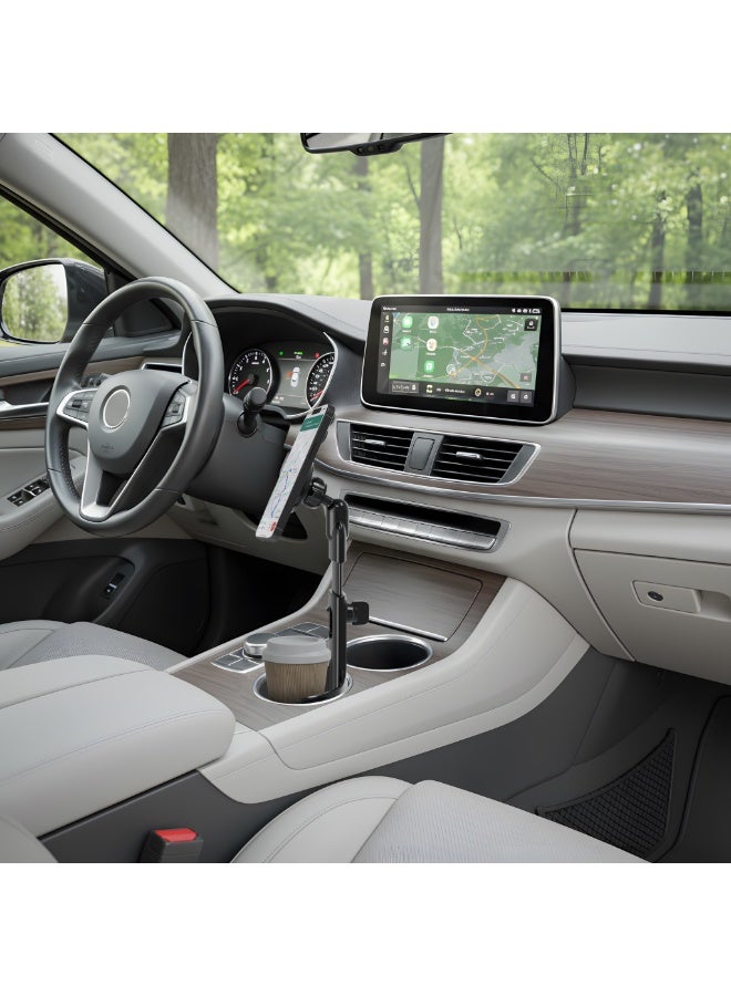 GREEN LION GX-62 Compatible with MagSafe Cup Phone Holder with 360° Rotation Head Adjustable Hight / Expandable Base Wings / Non-Slip Grip Pads / Hands-Free Convenience / Sturdy Telescopic Arm / Space-Saving Design - Black - Image 2