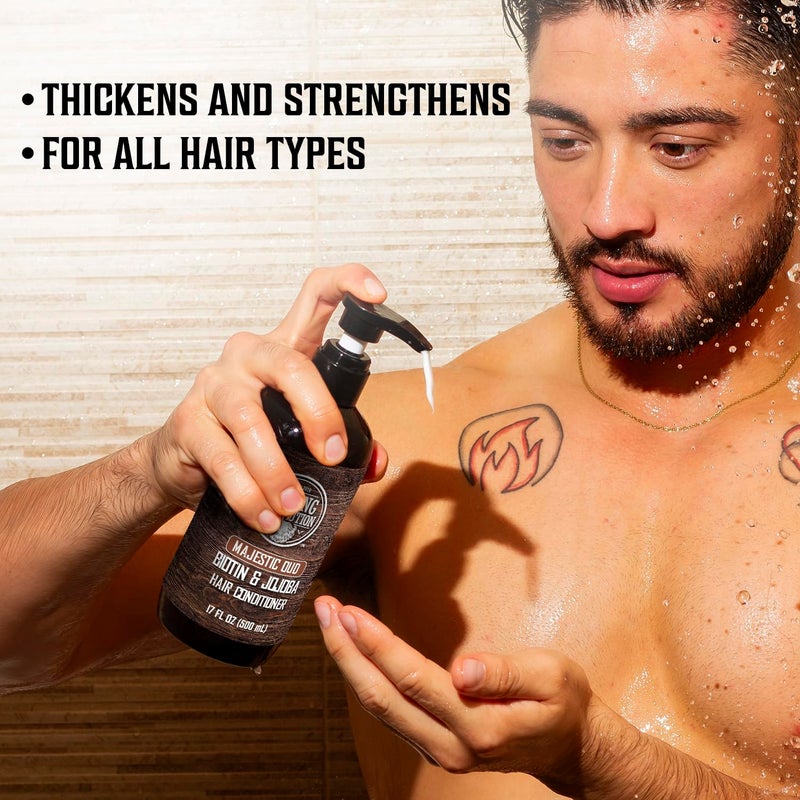 Viking Revolution Majestic Oud Mens Shampoo and Conditioner Set with Biotin and Jojoba Oil - Natural Hair Shampoo and Hair Conditioner for Men with Vitamin B5 - Mens Shampoo for Thinning Hair (17Oz) - Image 2