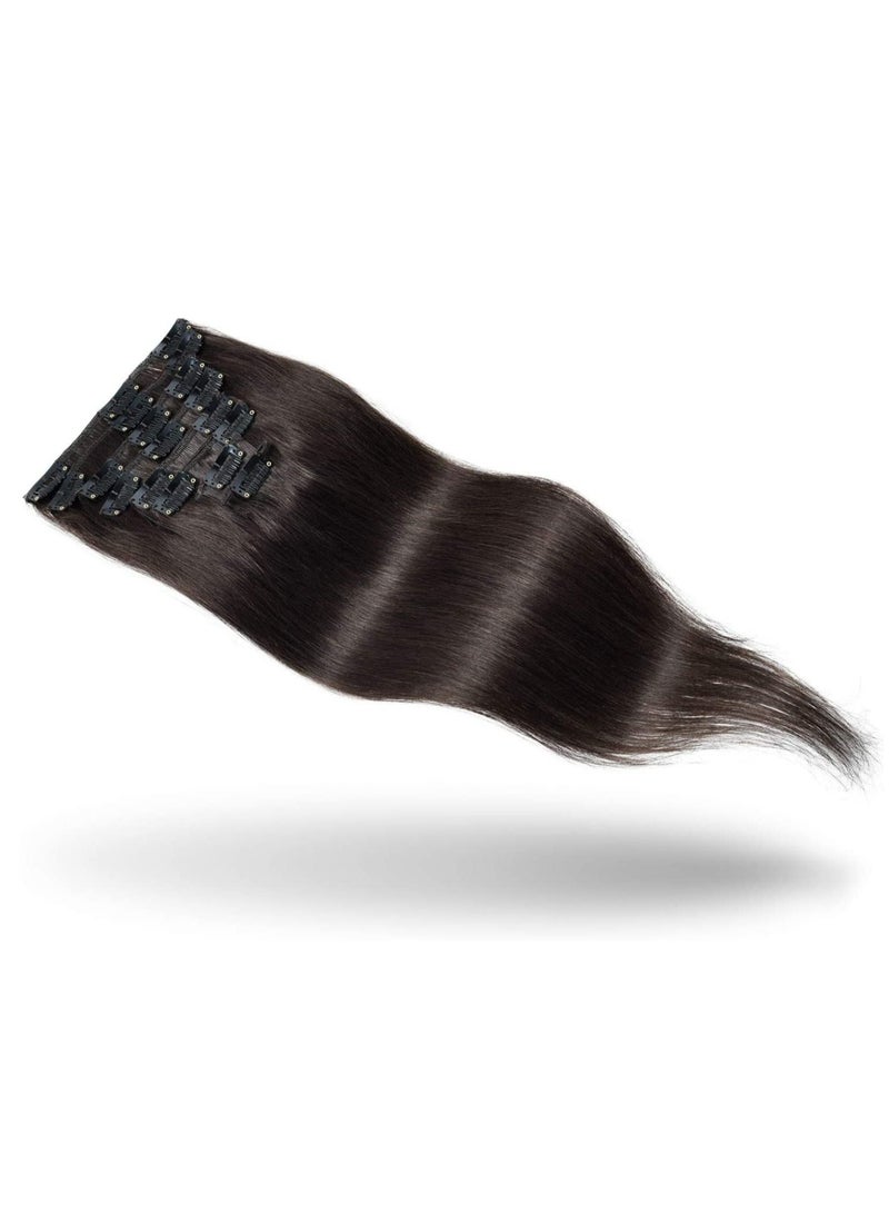 إستيل مشبك في وصلات الشعر شعر بشري ريمي بني غامق - Image 2