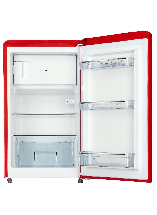 HOOVER 123L Retro Style Single Door Refrigerator, Compact Free Standing Fridge with Freezer, Tempered Glass Shelves, Adjustable Thermostat, Eco-Friendly, 1 Year Warranty, Red- HSD-K123R 123 L HSD-K123R Red - Image 5