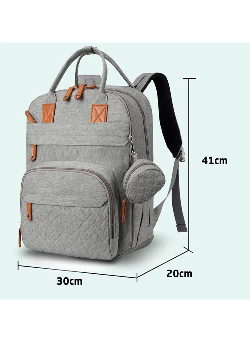 Multicolor Baby Changing Backpack - Spacious Compartment - Ideal for Travel (USB Charging Port, Portable Bed, Waterproof) - 2 Comfortable Shoulder Straps and Multiple Pockets for Organizing